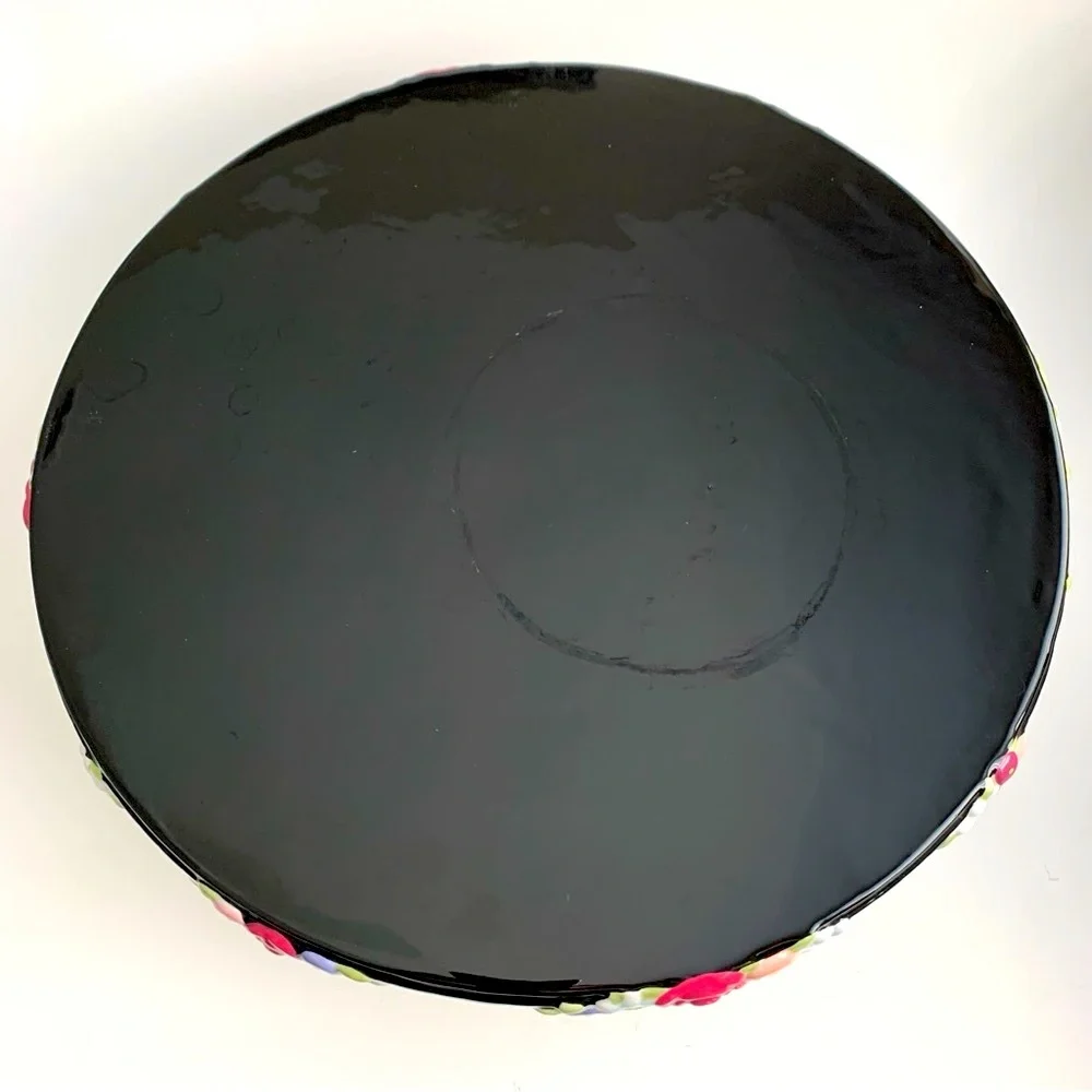 MARY ENGELBREIT Vintage Floral Pedestal Cake Plate Cottage Hostess Collection